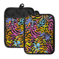 Colorful Zebra Leopard Pattern Print Pot Holders With Pocket