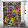 Colorful Zebra Leopard Pattern Print Premium Shower Curtain