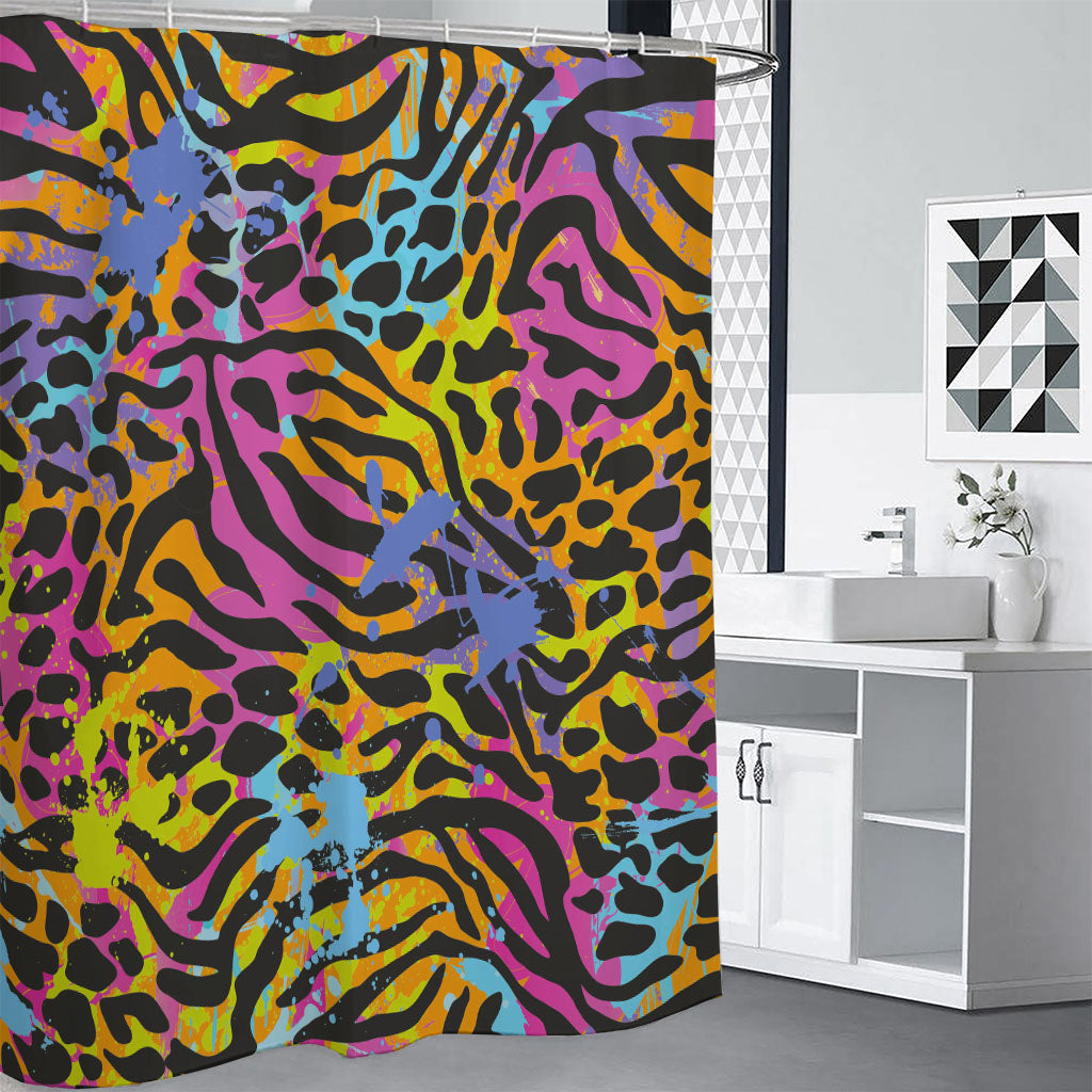 Colorful Zebra Leopard Pattern Print Premium Shower Curtain