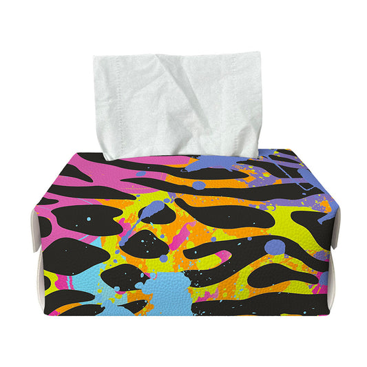 Colorful Zebra Leopard Pattern Print Rectangle Tissue Box Cover