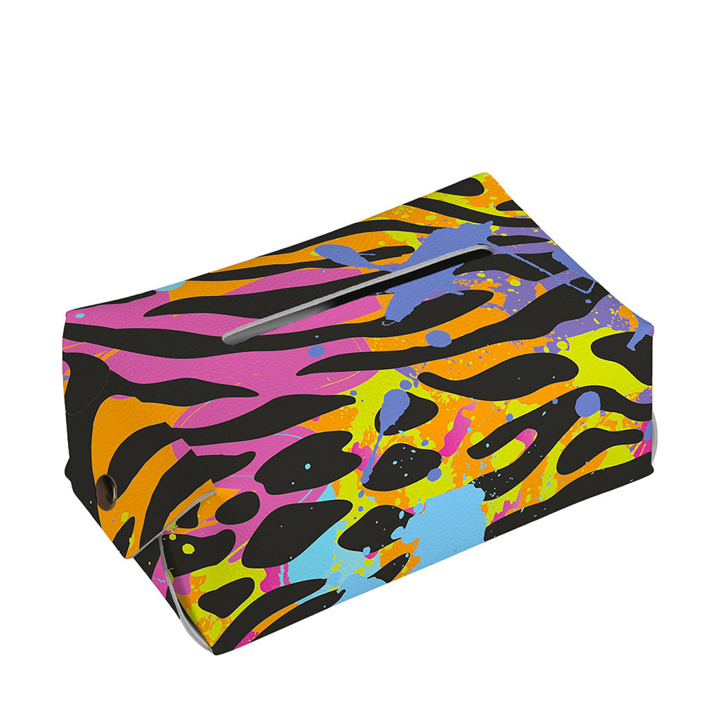Colorful Zebra Leopard Pattern Print Rectangle Tissue Box Cover