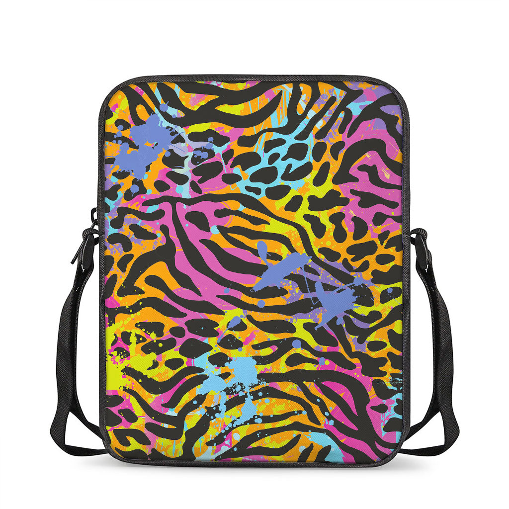 Colorful Zebra Leopard Pattern Print Rectangular Crossbody Bag