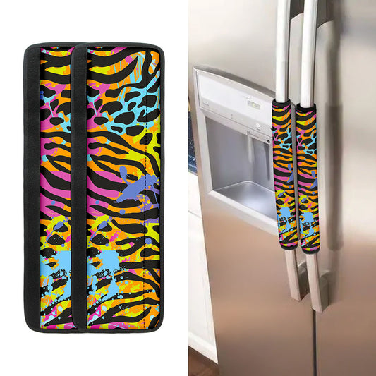 Colorful Zebra Leopard Pattern Print Refrigerator Handle Covers
