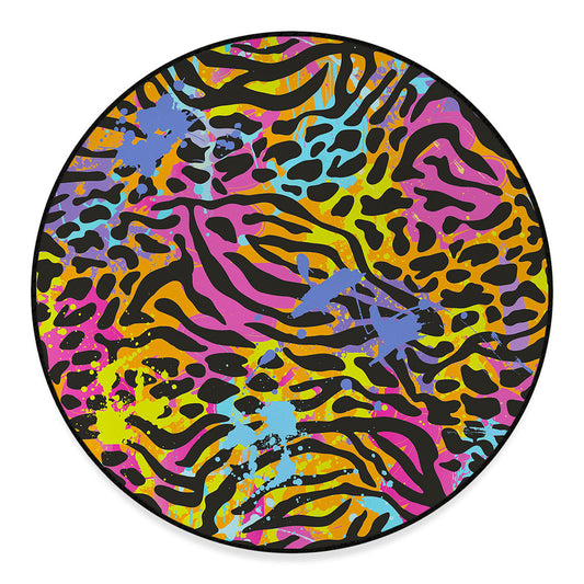 Colorful Zebra Leopard Pattern Print Round Floor Mat