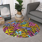 Colorful Zebra Leopard Pattern Print Round Rug