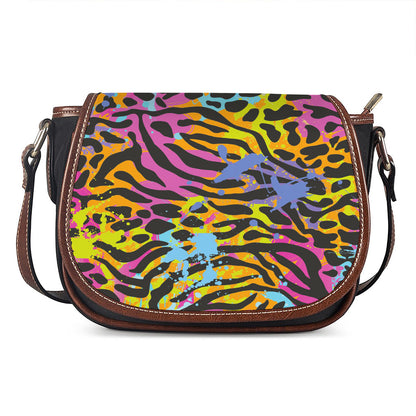 Colorful Zebra Leopard Pattern Print Saddle Bag