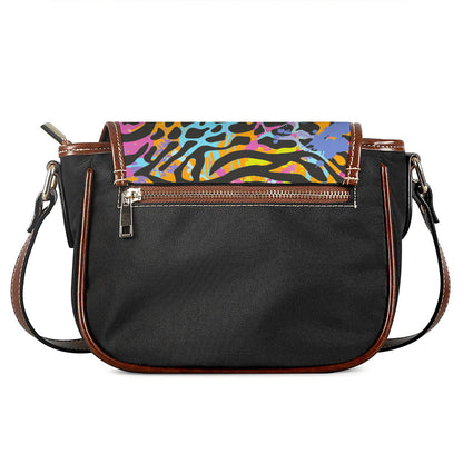 Colorful Zebra Leopard Pattern Print Saddle Bag