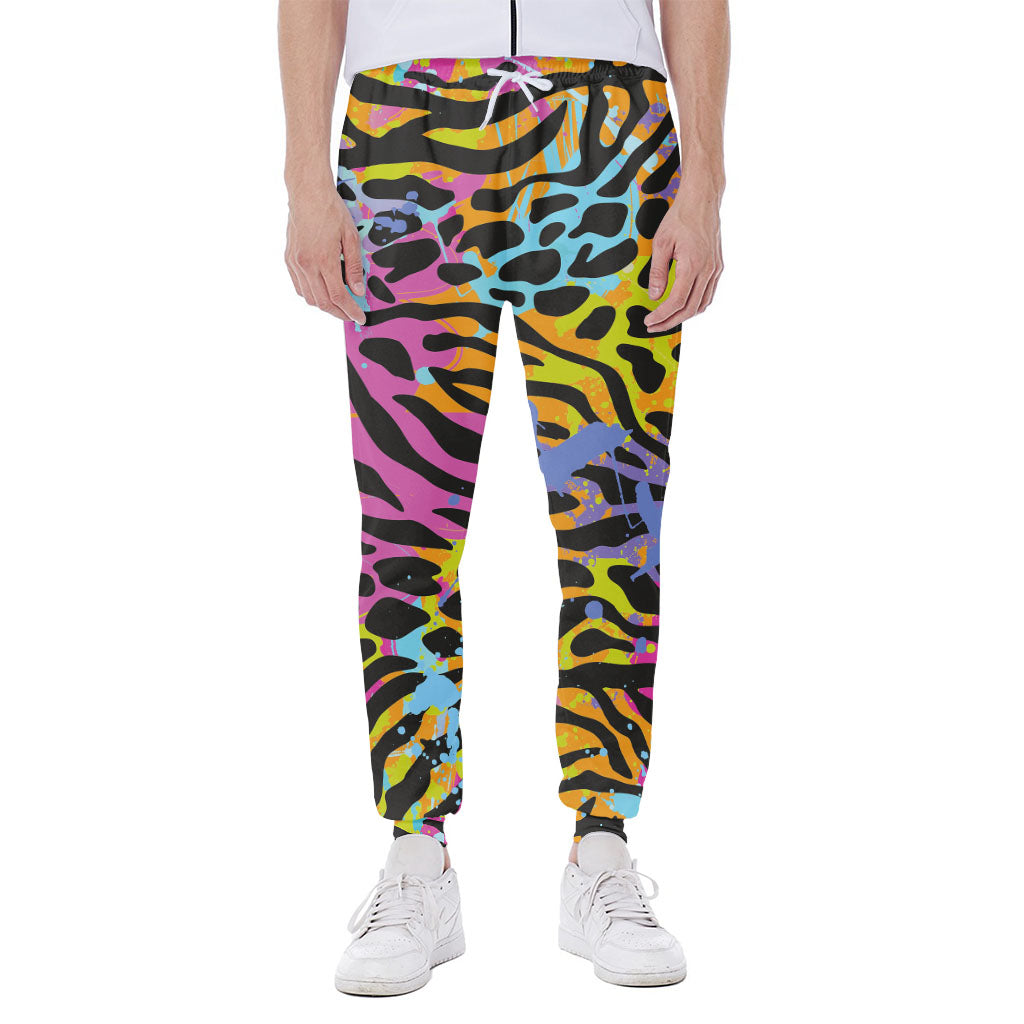 Colorful Zebra Leopard Pattern Print Scuba Joggers