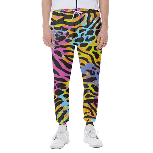 Colorful Zebra Leopard Pattern Print Scuba Joggers