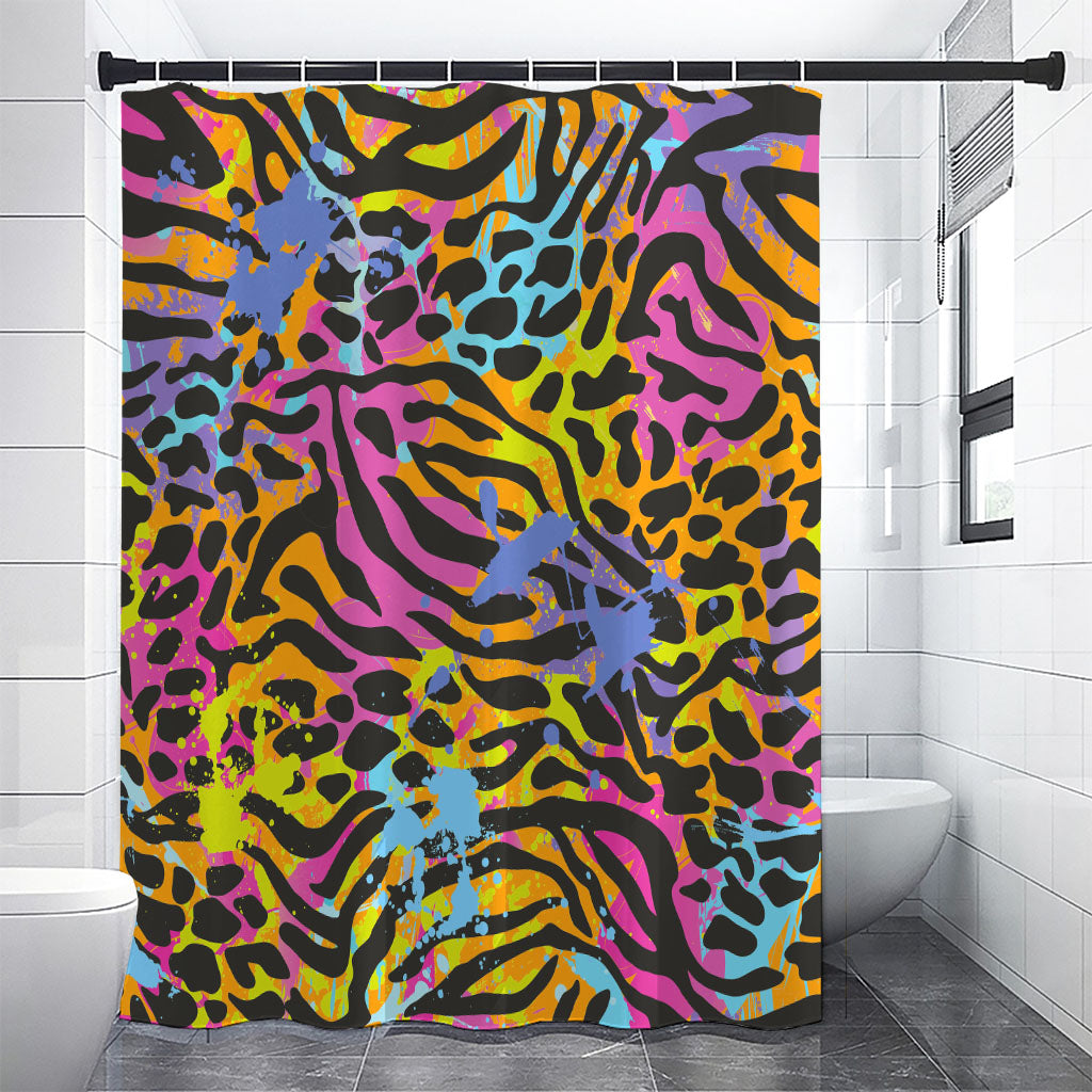 Colorful Zebra Leopard Pattern Print Shower Curtain