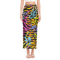 Colorful Zebra Leopard Pattern Print Side Slit Maxi Skirt