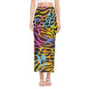 Colorful Zebra Leopard Pattern Print Side Slit Maxi Skirt