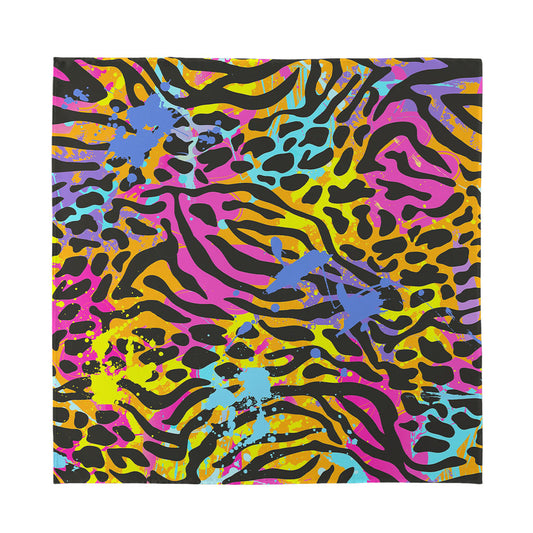 Colorful Zebra Leopard Pattern Print Silk Bandana