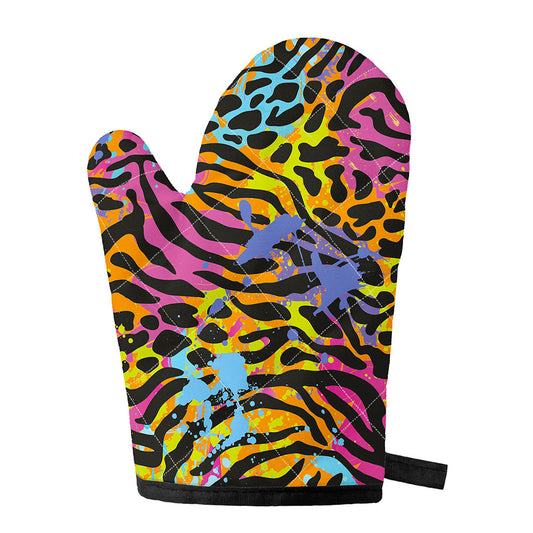 Colorful Zebra Leopard Pattern Print Single Oven Mitt