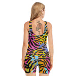 Colorful Zebra Leopard Pattern Print Sleeveless One Piece Swimsuit