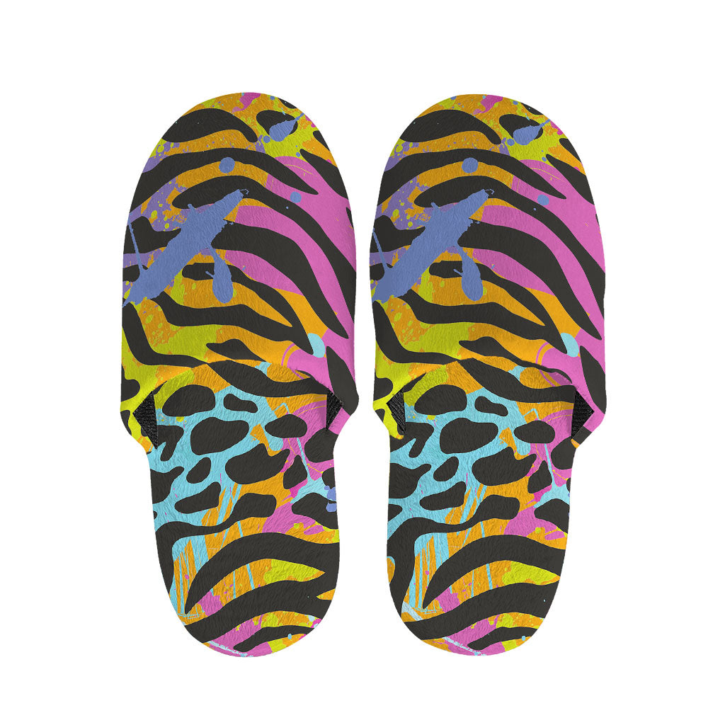 Colorful Zebra Leopard Pattern Print Slippers