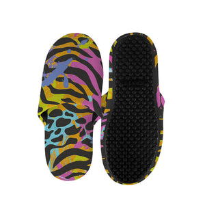 Colorful Zebra Leopard Pattern Print Slippers