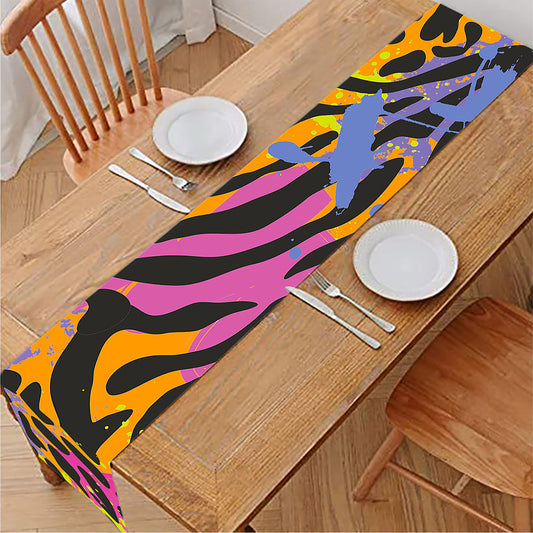Colorful Zebra Leopard Pattern Print Table Runner