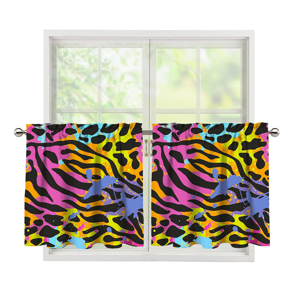 Colorful Zebra Leopard Pattern Print Tier Curtains