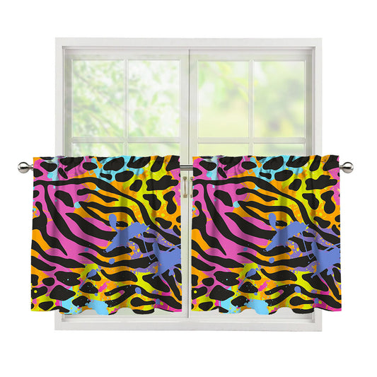 Colorful Zebra Leopard Pattern Print Tier Curtains
