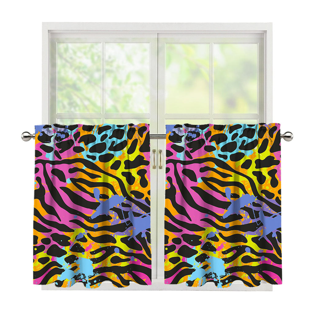 Colorful Zebra Leopard Pattern Print Tier Curtains