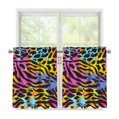 Colorful Zebra Leopard Pattern Print Tier Curtains