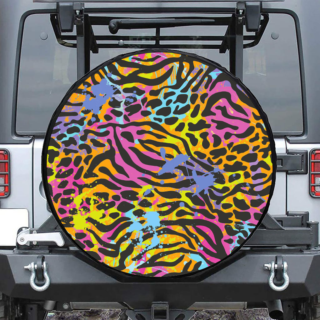 Colorful Zebra Leopard Pattern Print Tire Cover