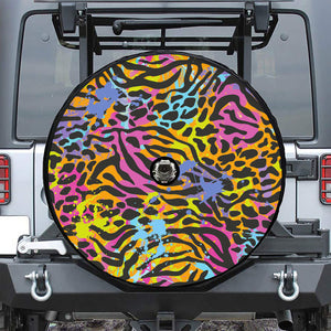 Colorful Zebra Leopard Pattern Print Tire Cover With Camera Hole