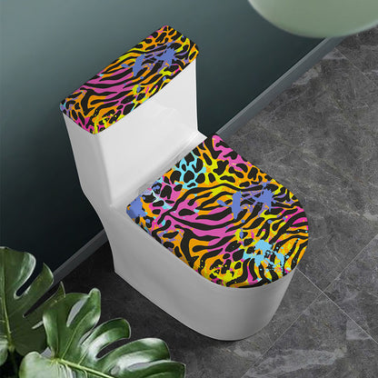 Colorful Zebra Leopard Pattern Print Toilet Lid And Tank Cover Set