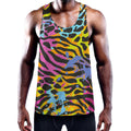 Colorful Zebra Leopard Pattern Print Men's Workout Tank Top