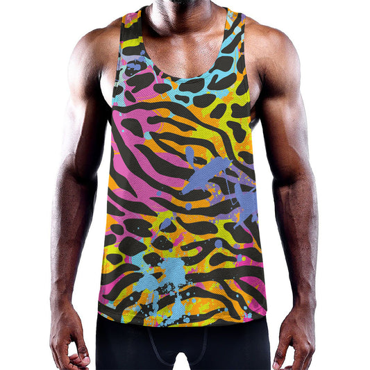 Colorful Zebra Leopard Pattern Print Training Tank Top