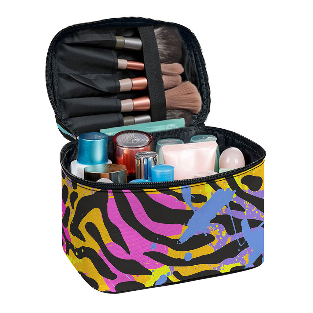 Colorful Zebra Leopard Pattern Print Travel Makeup Bag