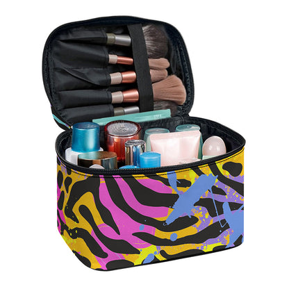 Colorful Zebra Leopard Pattern Print Travel Makeup Bag