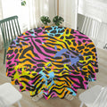 Colorful Zebra Leopard Pattern Print Waterproof Round Tablecloth