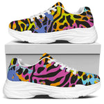Colorful Zebra Leopard Pattern Print White Chunky Shoes