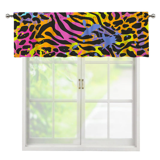 Colorful Zebra Leopard Pattern Print Window Valance