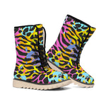 Colorful Zebra Leopard Pattern Print Winter Boots