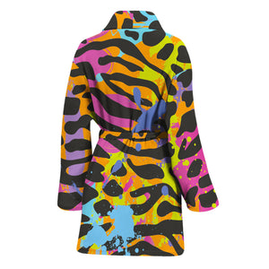 Colorful Zebra Leopard Pattern Print Women's Bathrobe