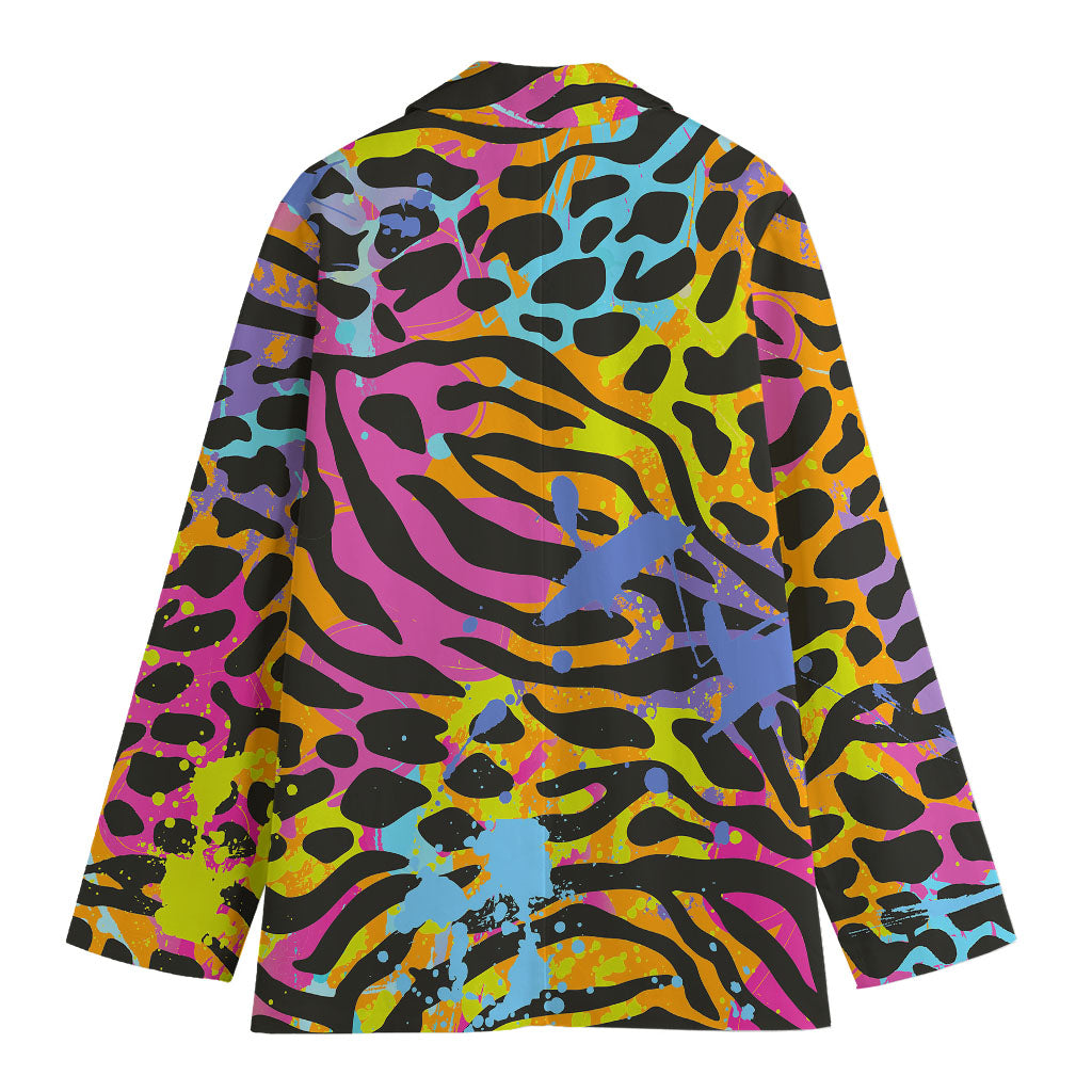 Colorful Zebra Leopard Pattern Print Women's Blazer