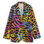 Colorful Zebra Leopard Pattern Print Women's Cotton Blazer