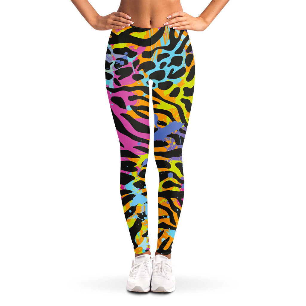 Colorful Zebra Leopard Pattern Print Women's Leggings