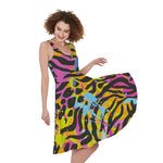 Colorful Zebra Leopard Pattern Print Women's Sleeveless Dress