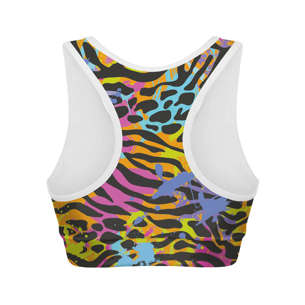 Colorful Zebra Leopard Pattern Print Women's Sports Bra