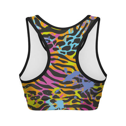 Colorful Zebra Leopard Pattern Print Women's Sports Bra