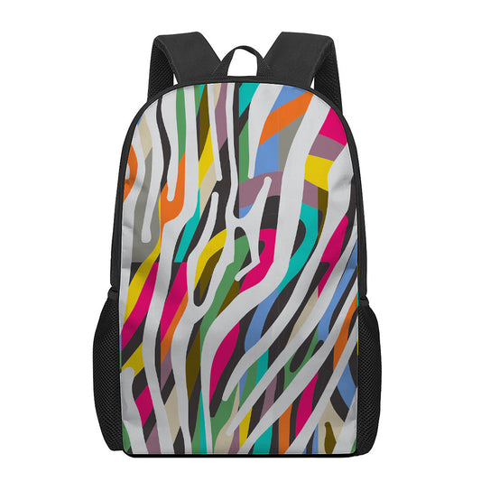 Colorful Zebra Pattern Print 17 Inch Backpack