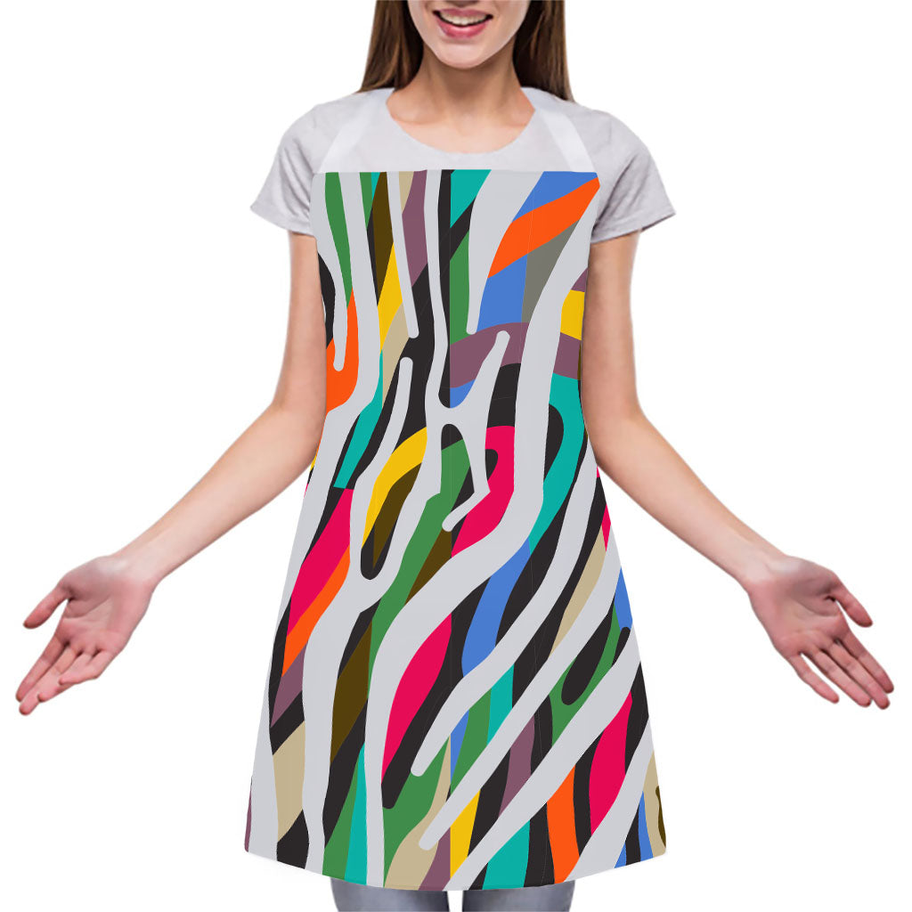 Colorful Zebra Pattern Print Adjustable Apron