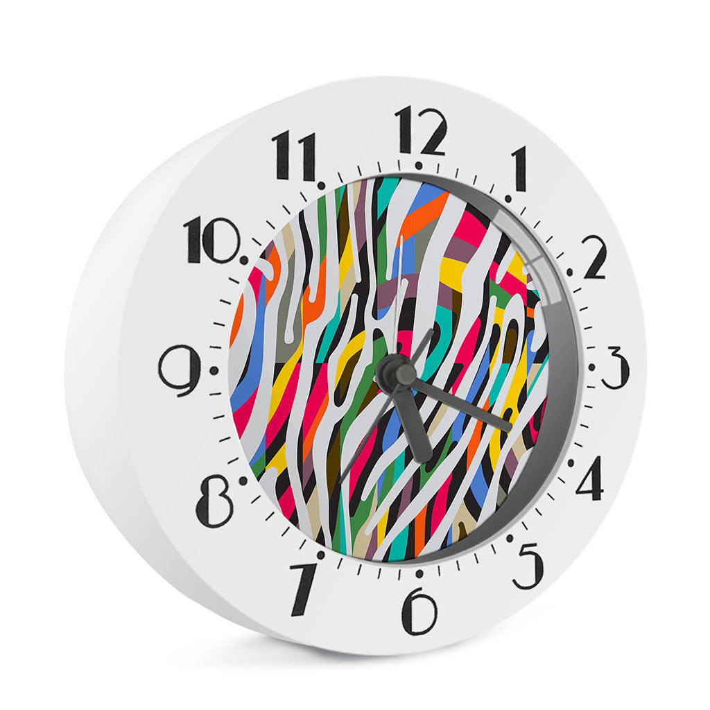 Colorful Zebra Pattern Print Alarm Clock