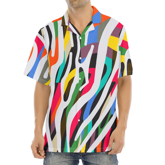 Colorful Zebra Pattern Print Aloha Shirt