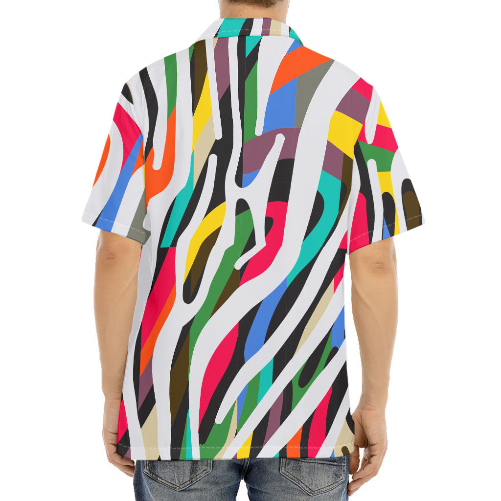 Colorful Zebra Pattern Print Aloha Shirt