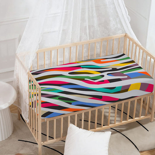 Colorful Zebra Pattern Print Baby Crib Sheet